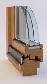 Mediniai langai su aliuminio nuolajomis